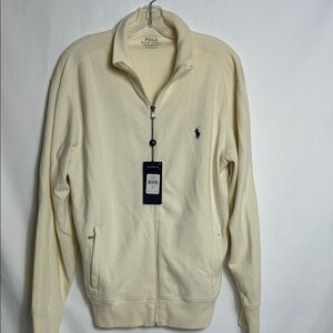 Polo by Ralph Lauren Off-White Men's Size Medium Zip Front Sweatshirt Hoodie